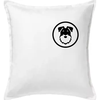 Polštář Knírač v kolečku na prsu - Polštář 50x50 - 50x50 - Včetně výplně ( Bílá )