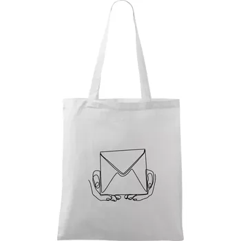 Obálka pošták jedním tahem - Taška bavlněná - 42 x 38 cm ( Bílá )