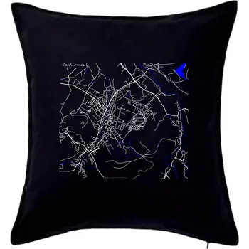Polštář Kopřivnice - Mapa s vodními toky - Polštář 50x50 - 50x50 - Pouze potah ( Černá )