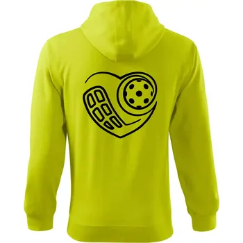 Pánská mikina Florbal love - Mikina s kapucí na zip trendy zipper - S ( Limetková )