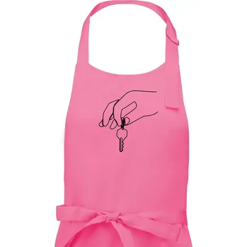 Kuchyňská zástěra Klíče a ruka jedním tahem - Pánská zástěra na vaření - Univerzální velikost ( Růžová )
