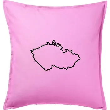 Polštář Czech love mapa - Polštář 50x50 - 50x50 - Pouze potah ( Růžová )