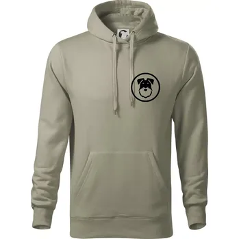 Pánské oblečení Knírač v kolečku na prsu - Mikina pánská Cape s kapucí - S ( Light khaki )