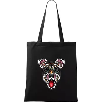 Nákupní taška Knírač hlava barevná - Taška bavlněná - 42 x 38 cm ( Černá )