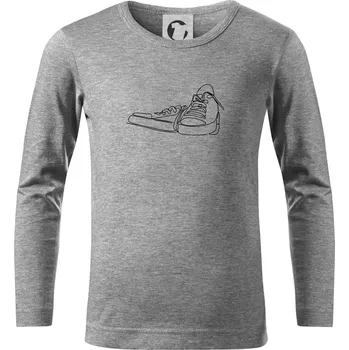 Chlapecké tričko Boty jedním tahem - Triko dětské Long Sleeve - 122 cm/6 let ( Tmavě šedý melír )