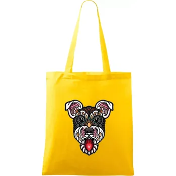 Knírač hlava barevná - Taška bavlněná - 42 x 38 cm ( Žlutá )