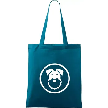 Knírač v kolečku velký - Taška bavlněná - 42 x 38 cm ( Petrolejová )