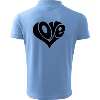 Pánská košile Love nápis jednoduchý - Polokošile pánská Pique Polo 203 - 4XL ( Pyžamově světlá modrá )