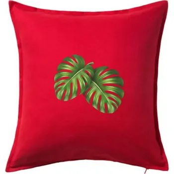 Polštář Monstera - dva listy - Polštář 50x50 - 50x50 - Pouze potah ( Červená )