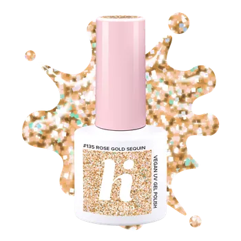 Přípravek na nehty Hi Hybrid hybridní lak na nehty 135 Rose Gold Sequin, 5 ml