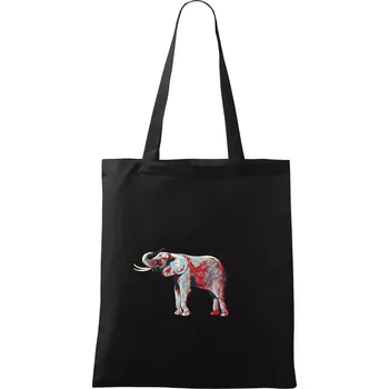 Nákupní taška Slon vintage - Taška bavlněná - 42 x 38 cm ( Černá )