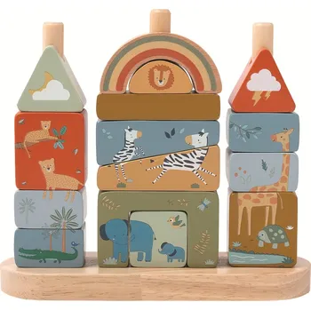 Dřevěná hračka 2Kids Toys Nasazování kostek Safari