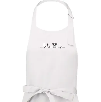 Kuchyňská zástěra Ekg knírač hlava - Dámská zástěra na vaření - Univerzální velikost ( Bílá )