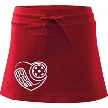 Dámská sukně Florbal love - Sportovní sukně - two in one - L ( Červená )
