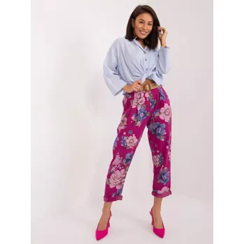 Dámské kalhoty Dámské kalhoty DHJ SP 1365.89 Fialová s květy - FPrice fialová vzor one size