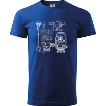 Pánské tričko Geodet teodolit dron - Triko extra velké (5-8XL) - 6XL ( Královská modrá )