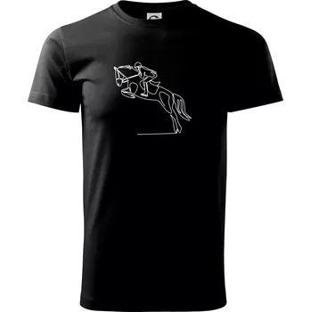 Jízda na koni jedním tahem - Triko extra velké (5-8XL) - 8XL ( Černá )