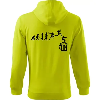 Pánská mikina Evoluce pivo skok - Mikina s kapucí na zip trendy zipper - 2XL ( Limetková )