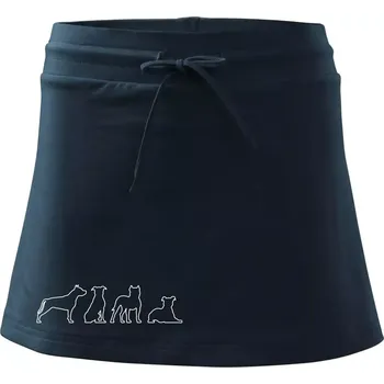 Dámská sukně Americký stafordširský teriér v různých pozicích - Sportovní sukně - two in one - M ( Námořní modrá (velmi tmavá - téměř černá) )
