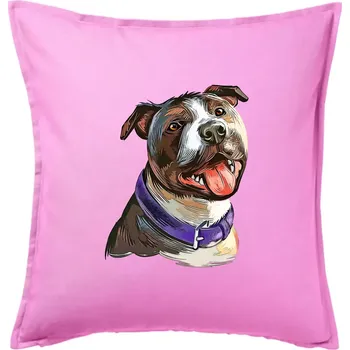 Polštář Americký stafordširský teriér kreslený - Polštář 50x50 - 50x50 - Pouze potah ( Růžová )