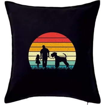 Polštář Knírač a táta s dcerou - Polštář 50x50 - 50x50 - Pouze potah ( Černá )