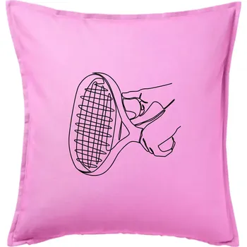 Polštář Tenisová raketa jednim tahem - Polštář 50x50 - 50x50 - Pouze potah ( Růžová )