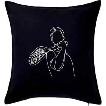 Polštář Tenista jednim tahem - Polštář 50x50 - 50x50 - Pouze potah ( Černá )