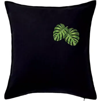 Polštář Monstera listy na prsu - Polštář 50x50 - 50x50 - Pouze potah ( Černá )