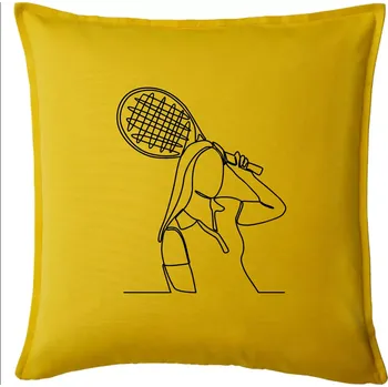 Polštář Tenistka jednim tahem - Polštář 50x50 - 50x50 - Pouze potah ( Žlutá )
