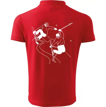 Pánská košile Lyžovaní - kresleny obrázek - Polokošile pánská Pique Polo 203 - XL ( Červená )