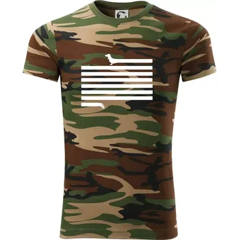 Pánské tričko Jezevčík dlouhý - Army CAMOUFLAGE - L ( Hnědý maskáč )