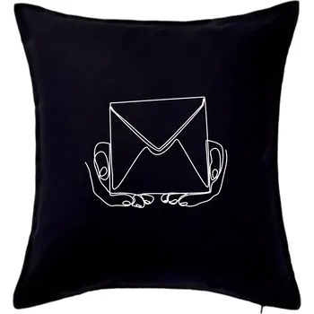 Polštář Obálka pošták jedním tahem - Polštář 50x50 - 50x50 - Pouze potah ( Černá )