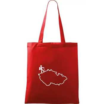 Nákupní taška Český turista - Taška bavlněná - 42 x 38 cm ( Červená )