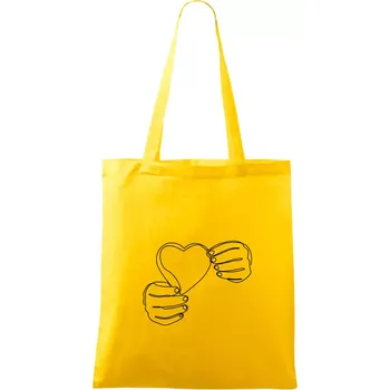 Ruka držící srdce jedním tahem - Taška bavlněná - 42 x 38 cm ( Žlutá )