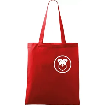 Nákupní taška Knírač v kolečku na prsu - Taška bavlněná - 42 x 38 cm ( Červená )