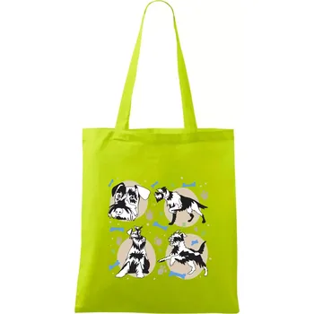 Knírač - 4 obrázky - Taška bavlněná - 42 x 38 cm ( Limetková )