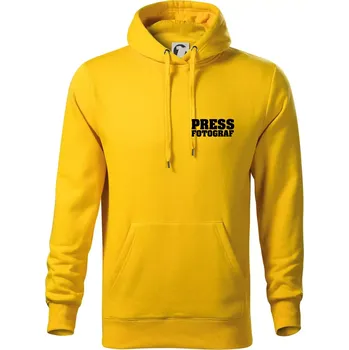 Pánská mikina Novinář nápis - Press Fotograf - Mikina pánská Cape s kapucí - S ( Žlutá )
