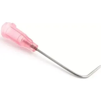 Lepící sada Zahnutá jehla PPU20 90° růžová- dlouhá (Zahnutá dávkovací jehla z nerezové oceli s úhlem 90°, opatřená polypropylenovým nábojem.)