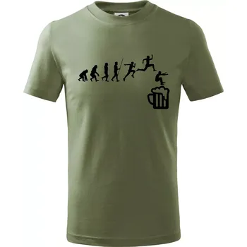 Chlapecké tričko Evoluce pivo skok - Tričko dětské bavlněné - 98 cm / 2 roky ( Khaki )