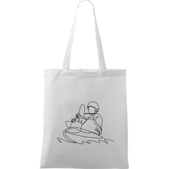 Kajak na vodě jedním tahem - Taška bavlněná - 42 x 38 cm ( Bílá )