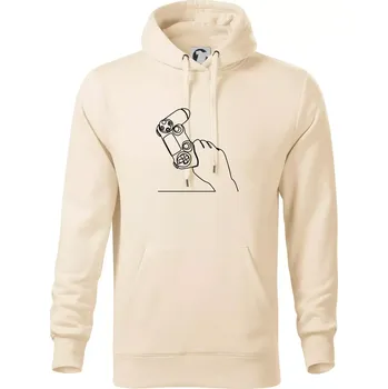 Pánská mikina Herní ovladač jedním tahem - Mikina pánská Cape s kapucí - 4XL ( Mandlová )