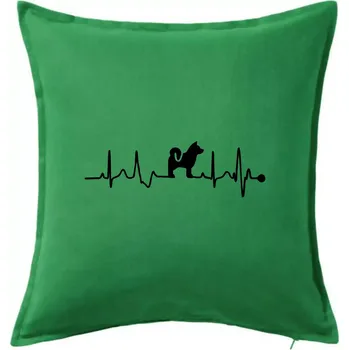Polštář Shiba-Inu EKG - Polštář 50x50 - 50x50 - Včetně výplně ( Středně zelená )