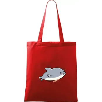 Nákupní taška Veselý žralok - Taška bavlněná - 42 x 38 cm ( Červená )