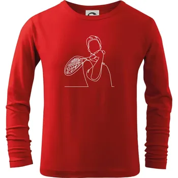 Chlapecké tričko Tenista jednim tahem - Triko dětské Long Sleeve - 122 cm/6 let ( Červená )