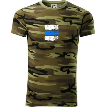 Pánské tričko Turistická značka - modrá - Army CAMOUFLAGE - S ( Zelený maskáč )