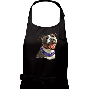 Kuchyňská zástěra Americký stafordširský teriér kreslený - Pánská zástěra na vaření - Univerzální velikost ( Černá )