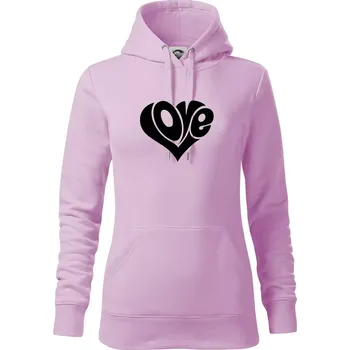 Dámská mikina Love nápis jednoduchý - Mikina dámská Cape s kapucí - L ( Orchid )