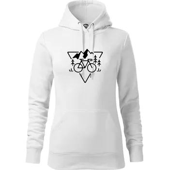 Dámská mikina Cyklo trojúhelník - Mikina dámská Cape s kapucí - 2XL ( Bílá )