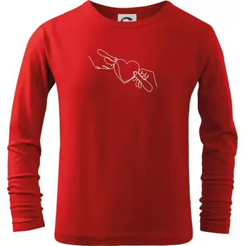 Chlapecké tričko Dvě ruce a srdce jedním tahem - Triko dětské Long Sleeve - 122 cm/6 let ( Červená )