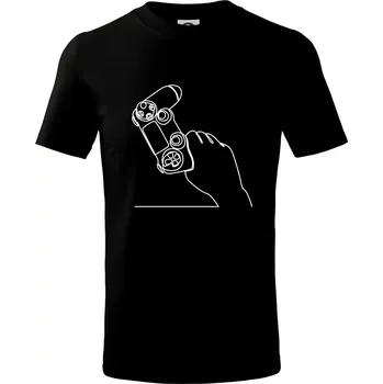 Herní ovladač jedním tahem - Tričko dětské bavlněné - 98 cm / 2 roky ( Černá )